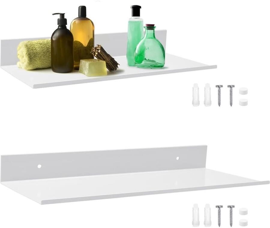 Ibenzoa Set van twee stijlvolle witte aluminium wandrekken voor ruimtes