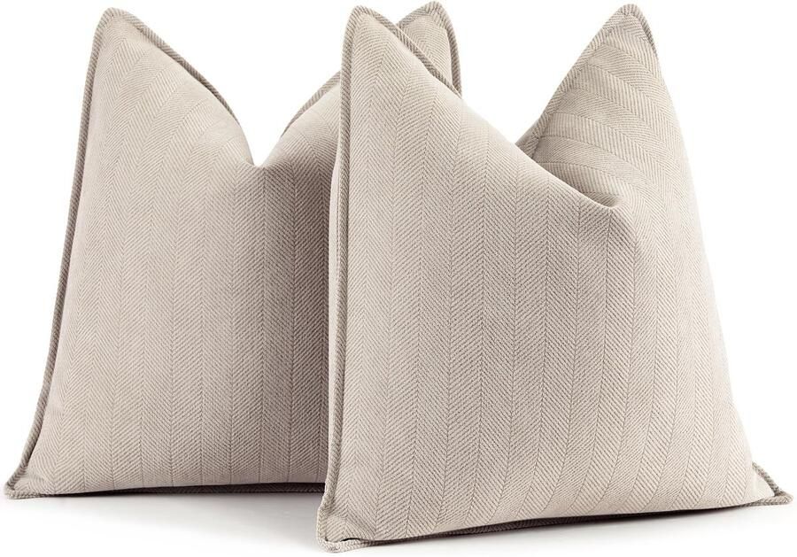 Ibenzoa Set van Twee Zachte Chenille Kussenhoezen 60 x 60 cm Perfect voor Bank en Woonkamer