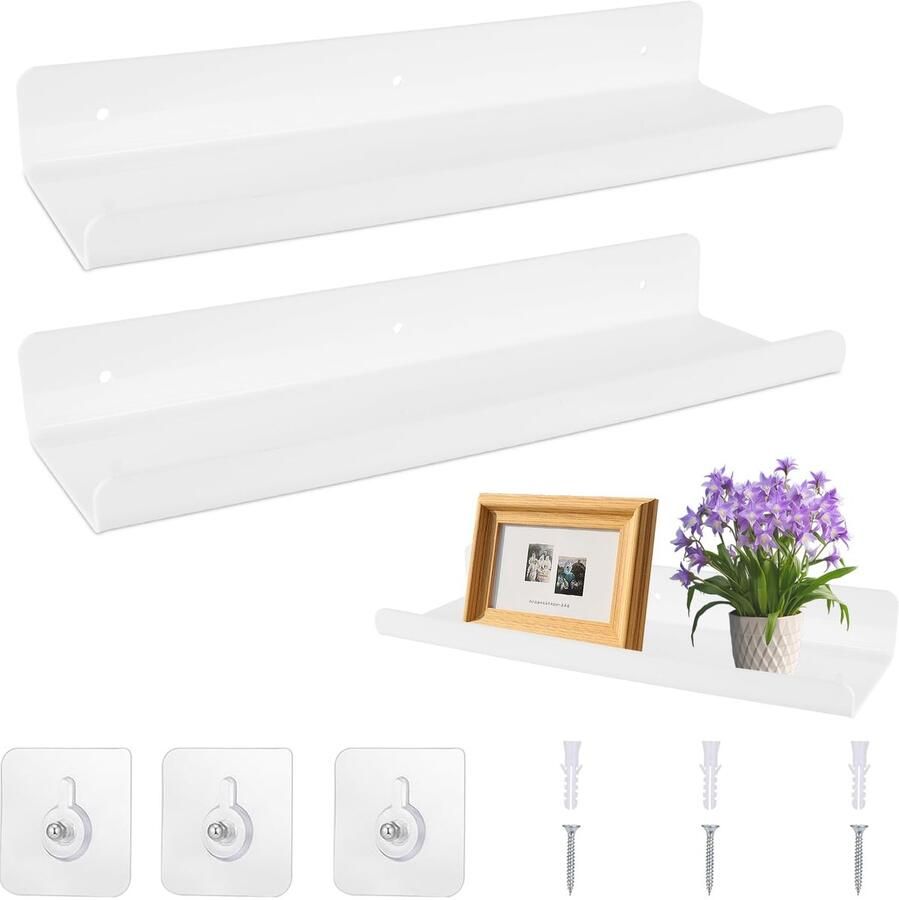 Ibenzoa Set van twee zwevende wandplanken voor badkamer en andere ruimtes zonder boren