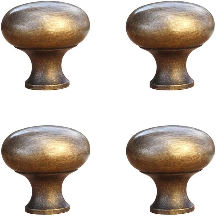 Ibenzoa Set van vier antiek bronzen kastknoppen van massief messing voor meubels