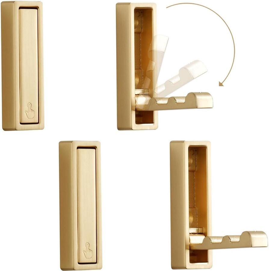 Ibenzoa Set van vier inklapbare wandhaken voor garderobe en keukenorganisatie