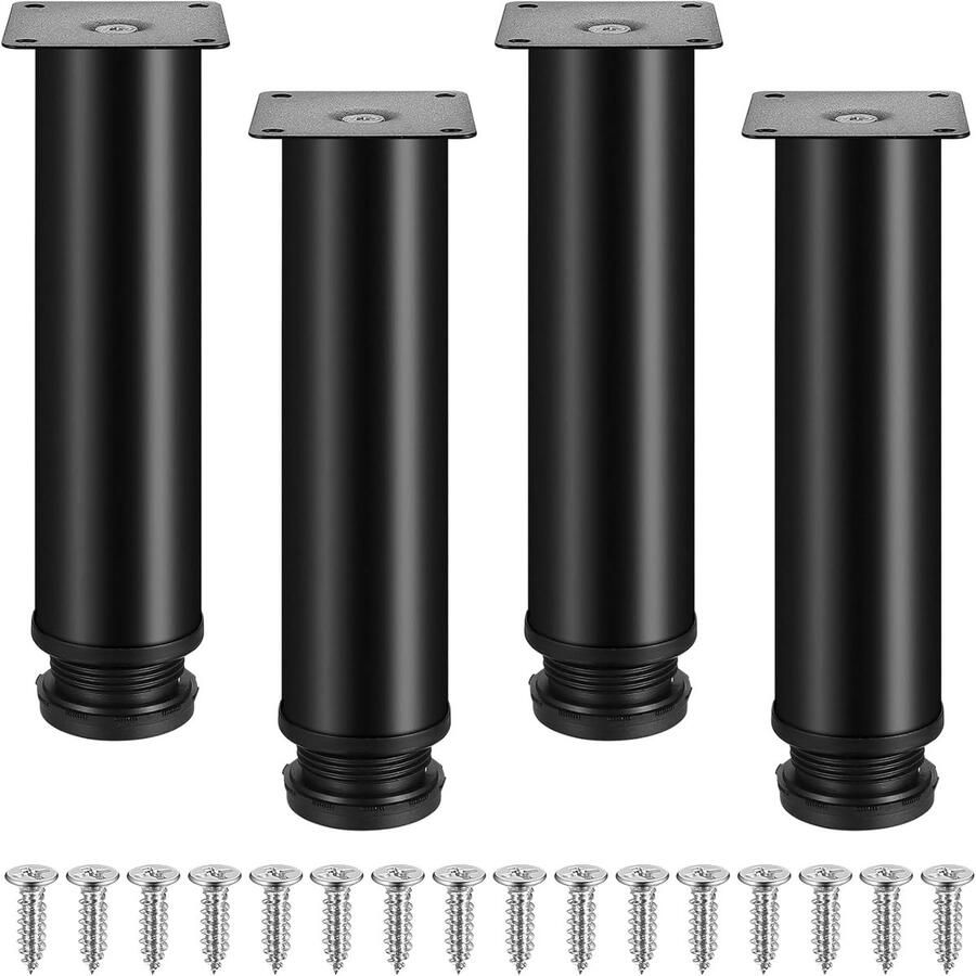 Ibenzoa Set van Vier RVS Meubelpoten met Verstelbare Hoogte en Stabilisaties