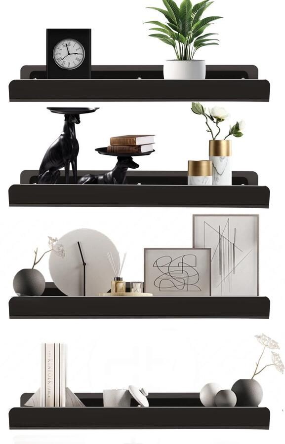 Ibenzoa Set van vier zwevende wandplanken voor decoratie en opslag in huis