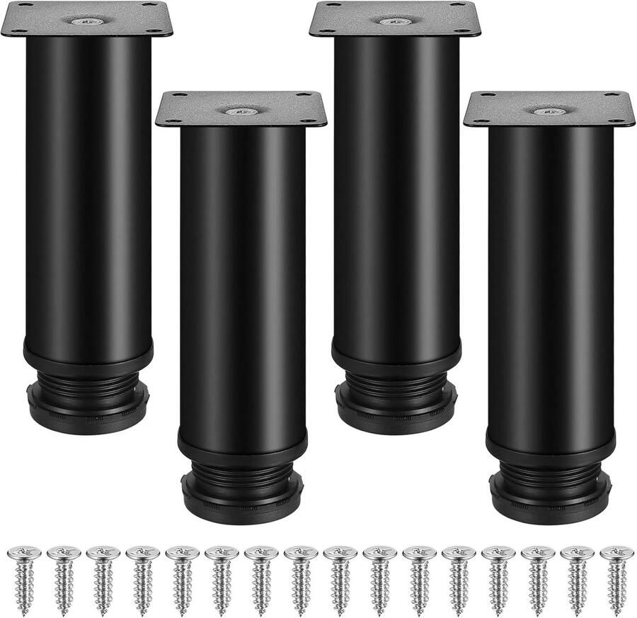 Ibenzoa Set Verstelbare Meubelpoten van Roestvrij Staal 4 Stuks Universele Geschiktheid