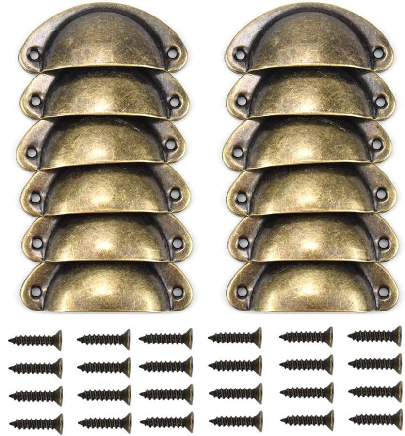 Ibenzoa Sierlijke Bronzen Schelpgrepen Set van 12 voor Klassieke en Moderne Meubelstijlen