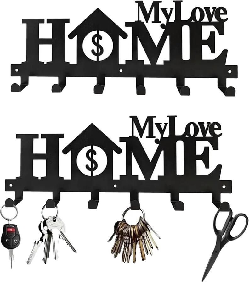 Ibenzoa Sleutelbord met Zes Haken voor Wandmontage in Hal Keuken Badkamer en Meer