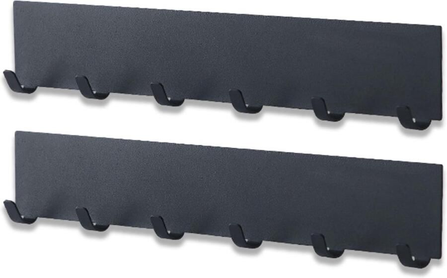 Ibenzoa Sleutelrek Set van 2 met Zelfklevende Haken voor Muurmontage Zwart