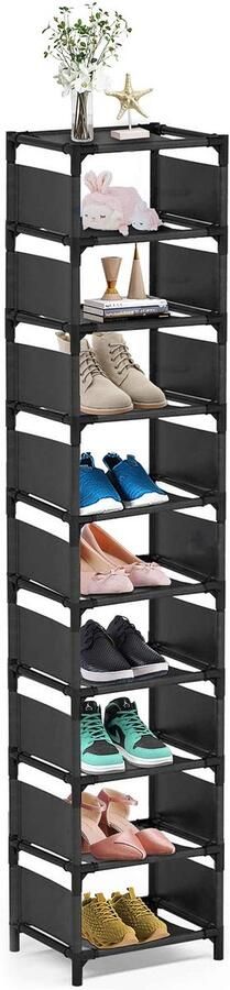 Ibenzoa Slim en Hoog Schoenenrek met 10 Etages voor Ruimtebesparing in Compacte Ruimtes
