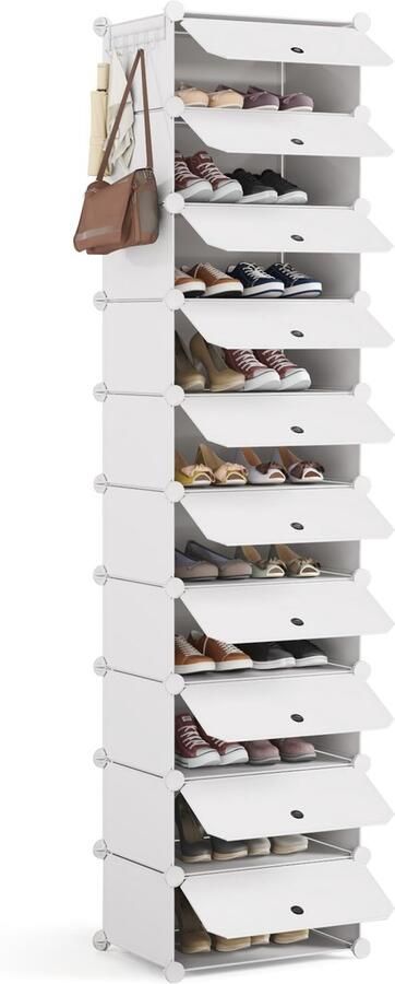 Ibenzoa Slim en Praktisch Schoenenrek met 10 Vakken voor Maximale Opslagcapaciteit