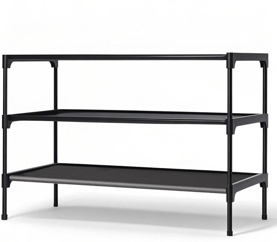 Ibenzoa Slim en Stapelbaar Schoenenrek met Drie Niveaus voor Ruimtebesparing in Huis