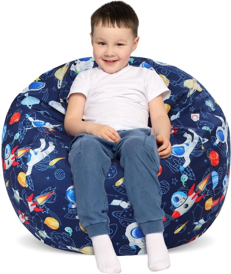 Ibenzoa Speelgoedopslag Zitzak voor Kinderen met Astronautenthema Ruimtebesparend en Comfortabel Ontwerp