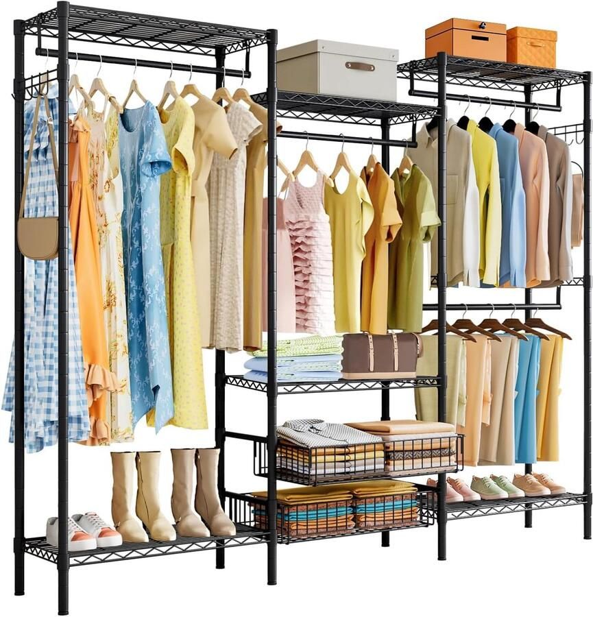 Ibenzoa Stabiel en Ruim Kledingrek van Metaal met Verstelbare Opbergruimte