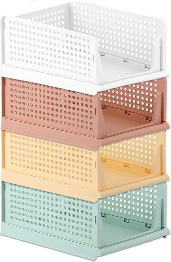 Ibenzoa Stapelbare en opvouwbare opbergdozen voor effectieve thuisorganisatie
