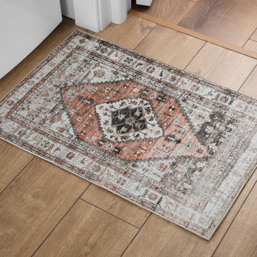 Ibenzoa Stijlvol en Wasbaar Laagpolig Tapijt met Antislip voor Slaapkamer en Woonkamer