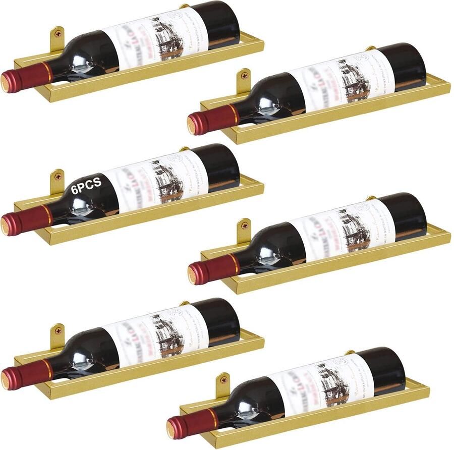 Ibenzoa Stijlvol Gouden Wandgemonteerd Wijnrek voor Elegante Flessenopslag en Decoratie