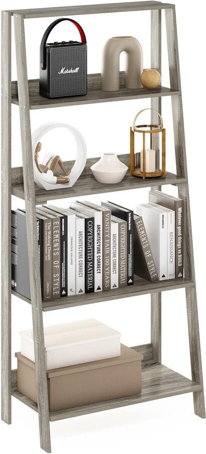 Ibenzoa Stijlvol ladderboekenkast met vijf niveaus voor compacte ruimtes