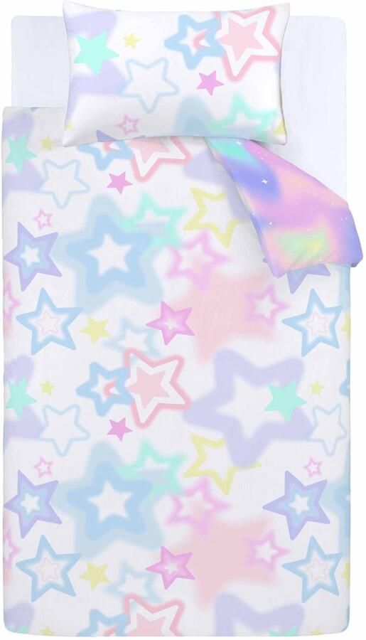 Ibenzoa Stijlvol omkeerbaar beddengoed met sterrenmotief voor eenpersoonsbed