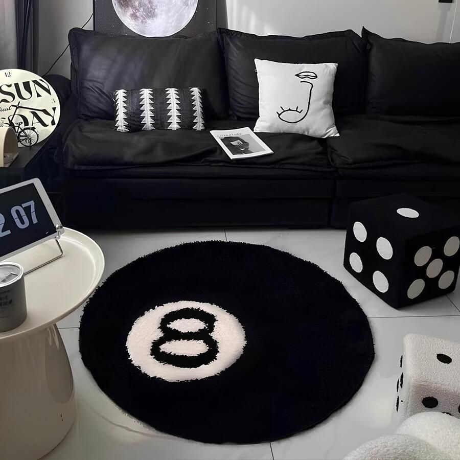 Ibenzoa Stijlvol rond vloerkleed met iconisch design luxueus zacht en antislip 100 cm voor elke kamer