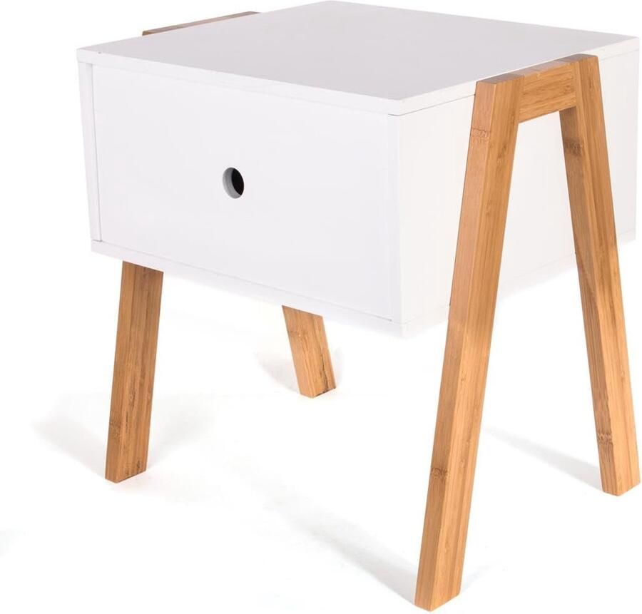 Ibenzoa Stijlvol wit nachtkastje met Scandinavisch design en lade
