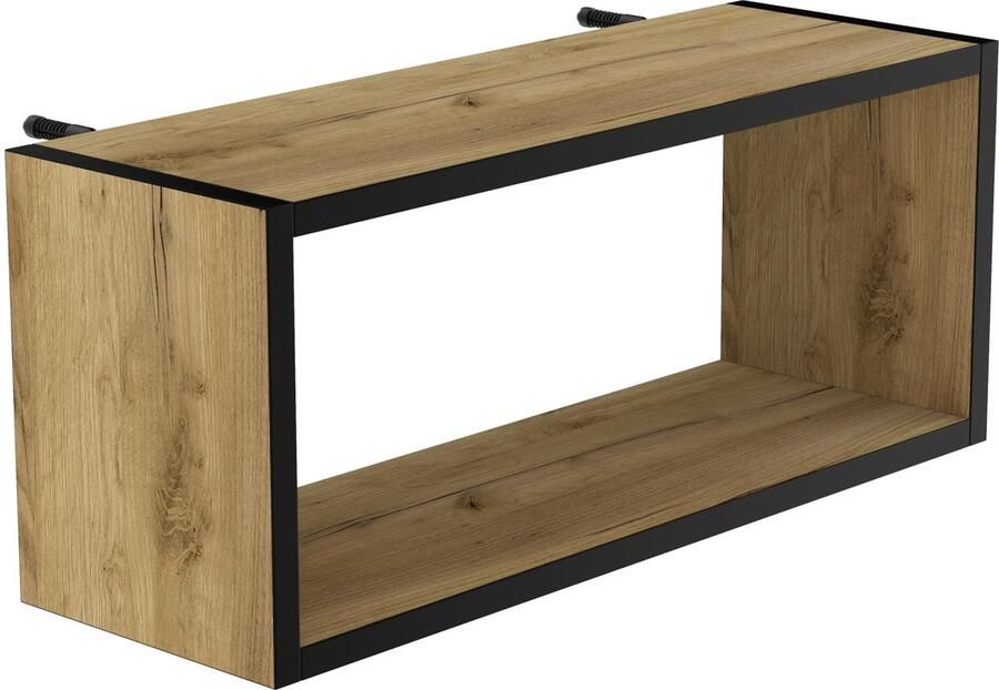 Ibenzoa Stijlvol zwevend wandrek van 60 cm met eiken en zwarte accenten ideaal voor elke ruimte