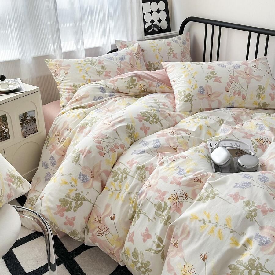 Ibenzoa Stijlvolle Beddengoedset Met Bloemenpatroon Voor Eenpersoonsbed Inclusief Kussensloop En Ritssluiting