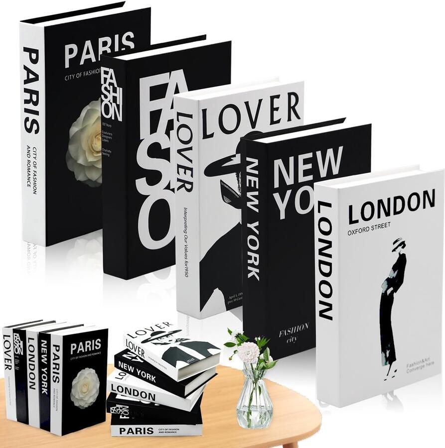 Ibenzoa Stijlvolle Decoratieve Boeken voor Interieurdecoratie Set van 5 Kunstboeken voor Salontafel of Plank