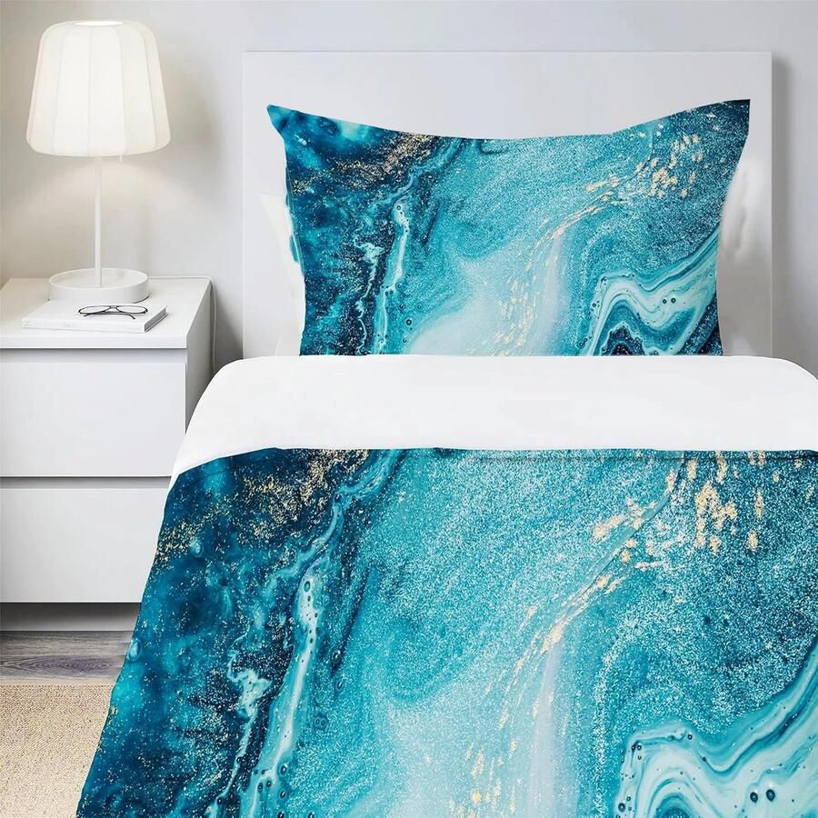 Ibenzoa Stijlvolle en Comfortabele Marmeren Beddengoedset voor Eenpersoonsbed met Luxe Microvezel