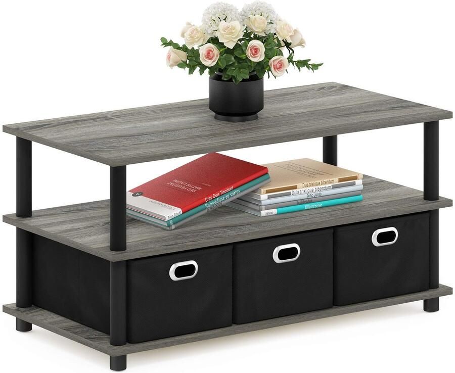 Ibenzoa Stijlvolle en functionele consoletafel met opberglades en stoffen bakken