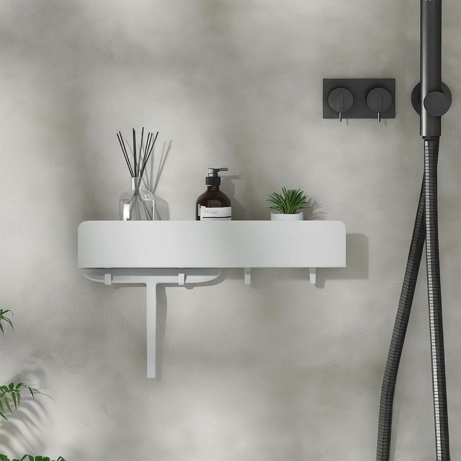 Ibenzoa Stijlvolle en Functionele Doucherek Met Zelfklevende Bevestiging Voor Badkameropslag Zonder Boren