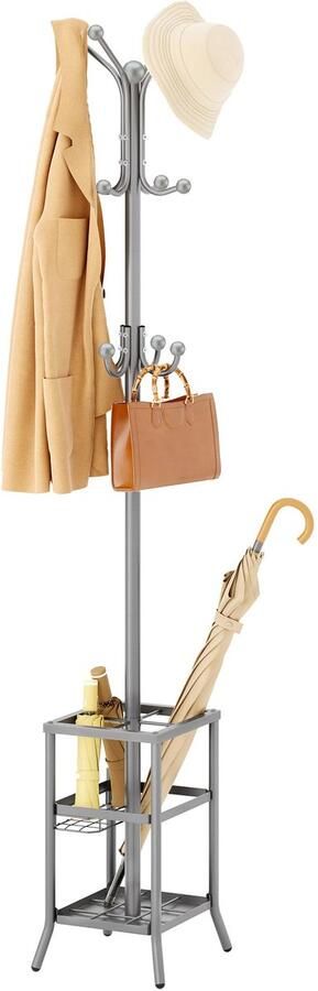 Ibenzoa Stijlvolle en Functionele Kapstok met Parapluhouder 12 Haken en Stabilisatievoetjes voor Thuisgebruik