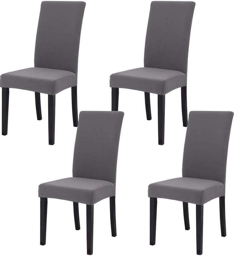 Ibenzoa Stijlvolle en Rekbare Stoelhoezen voor Eetkamerstoelen Set van 4 Grijs