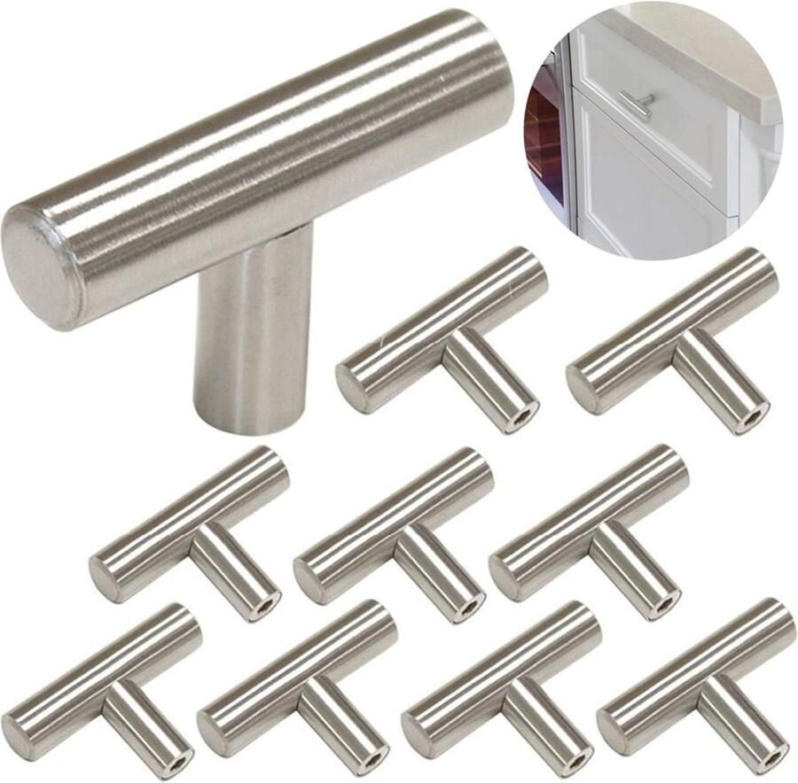 Ibenzoa Stijlvolle en Roestvrij Stalen Kast- en Deurgrepen voor Moderne Interieurs Set van 10 Stuks