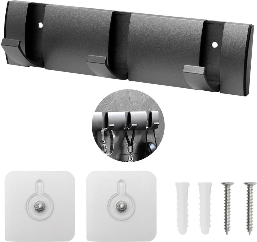 Ibenzoa Stijlvolle en Ruimtebesparende Wandgarderobe met Drie Inklapbare Haken voor Toepassingen