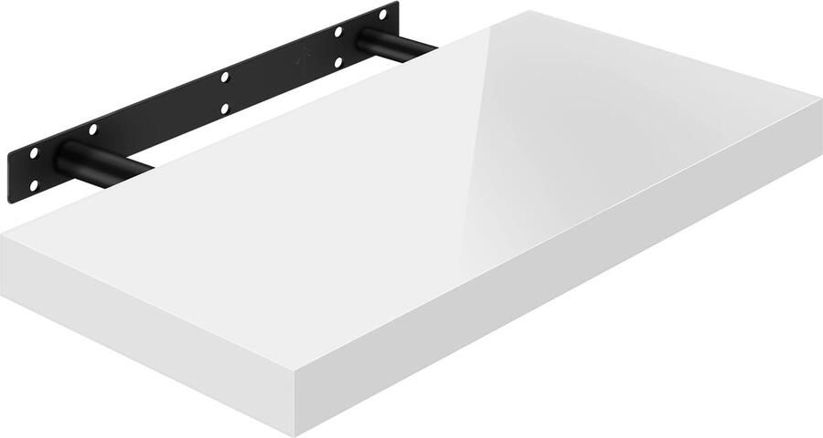 Ibenzoa Stijlvolle Hoogglans Witte Zwevende Muurplank voor Boeken en Decoratieve Objecten