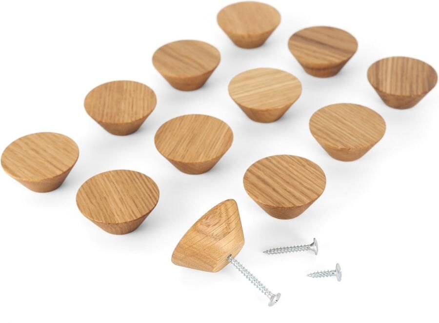 Ibenzoa Stijlvolle houten meubelknoppen voor kasten en lades in ronde vorm set van 12 stuks