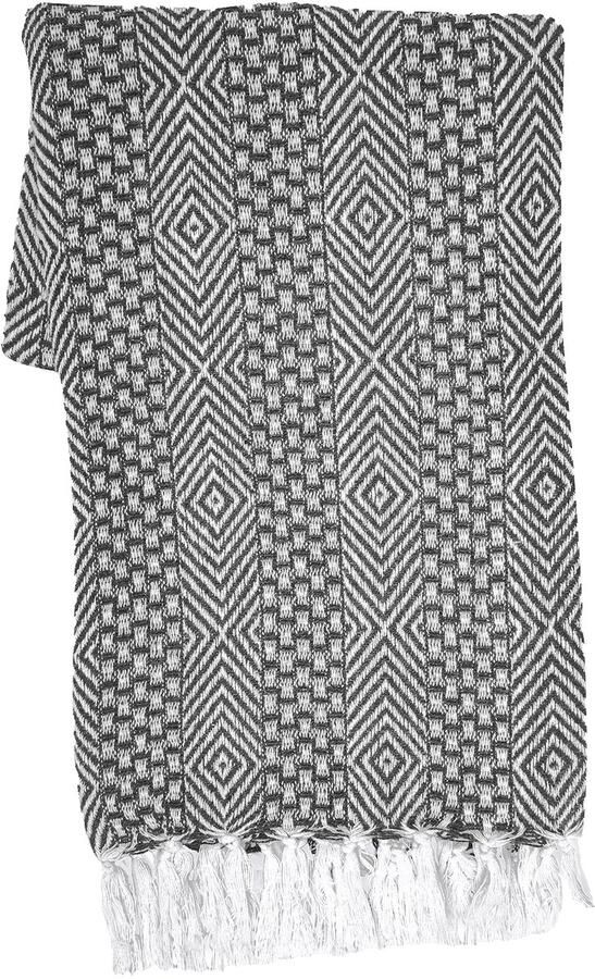 Ibenzoa Stijlvolle Katoenen Deken met Decoratieve Kwasten voor Bank Bed of Stoel 127 x 152 cm