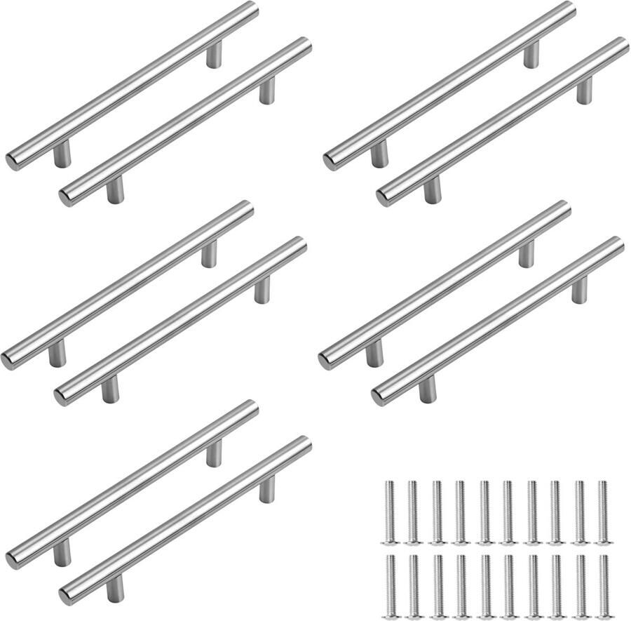 Ibenzoa Stijlvolle Roestvrijstalen Deur- en Ladegrepen voor Keuken en Meubels Set van 10 Stuks