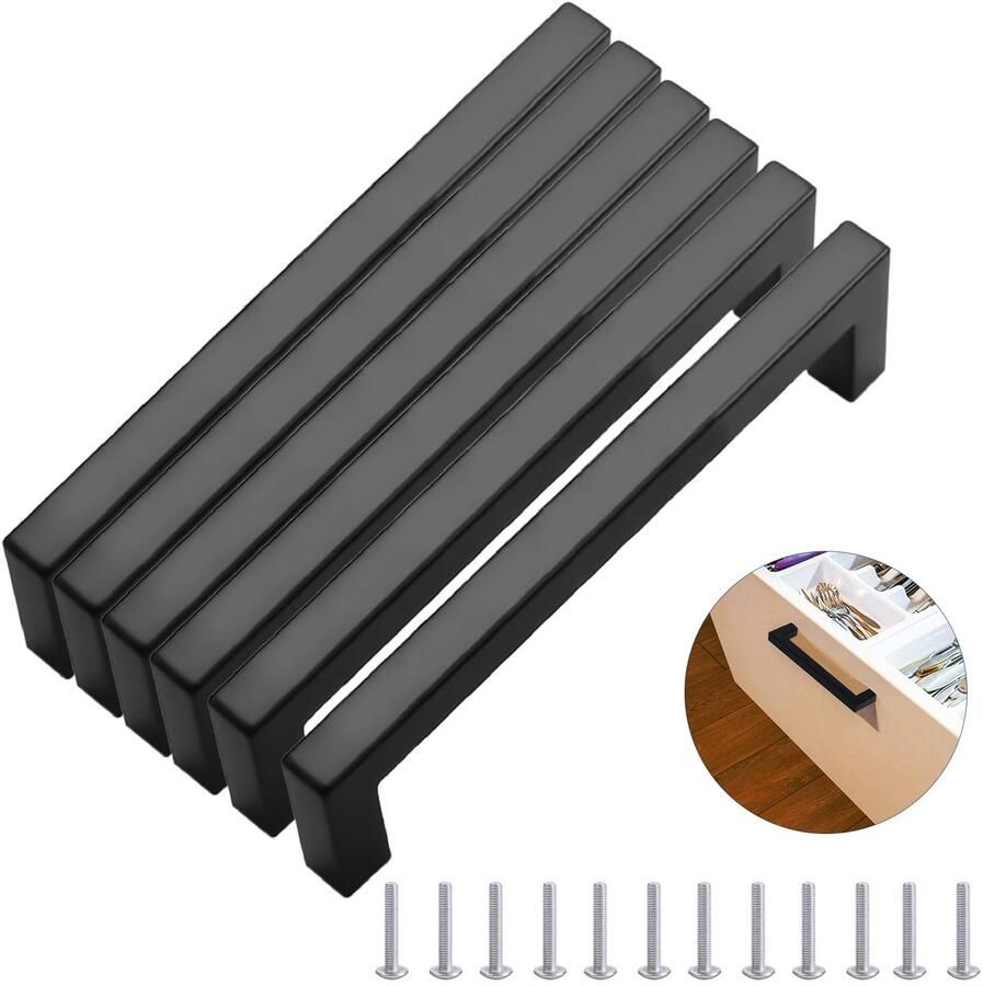 Ibenzoa Stijlvolle Roestvrijstalen Handgrepen voor Keuken en Meubeltoepassingen Moderne Vierkante Ontwerpen Zwart