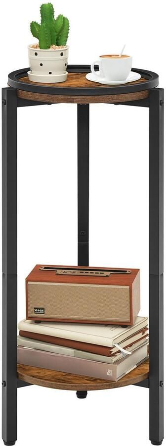 Ibenzoa Stijlvolle Ronde Bijzettafel met Twee Opbergniveaus voor Woonkamer en Slaapkamer in Compacte Ruimtes