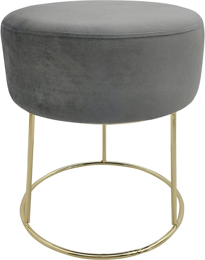 Ibenzoa Stijlvolle Ronde Fluwelen Kruk met Gouden Metalen Poten voor Ruimtes