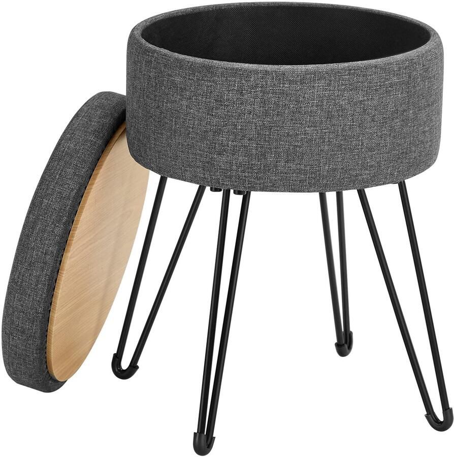 Ibenzoa Stijlvolle Ronde Kruk met Opbergruimte en Multifunctioneel Ontwerp voor Woonkamer of Slaapkamer