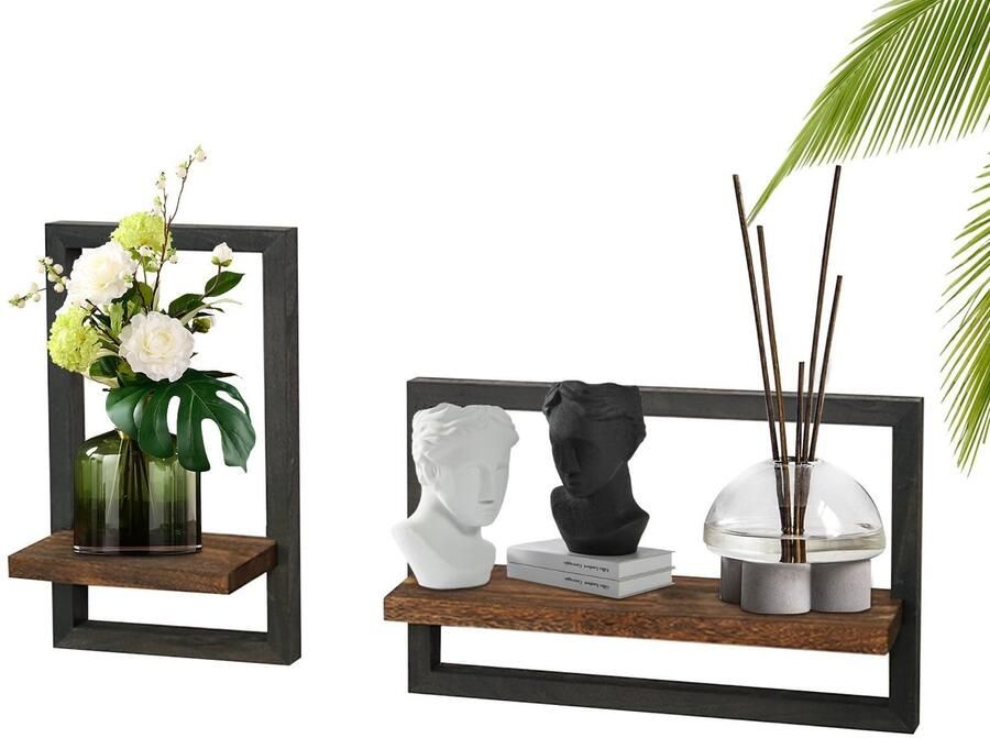 Ibenzoa Stijlvolle set van 2 houten wandplanken voor veelzijdige inrichting in huis