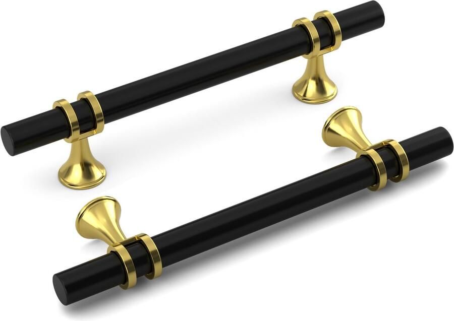 Ibenzoa Stijlvolle Set van 4 Meubelgrepen voor Interieurs in Zwart en Goud Design