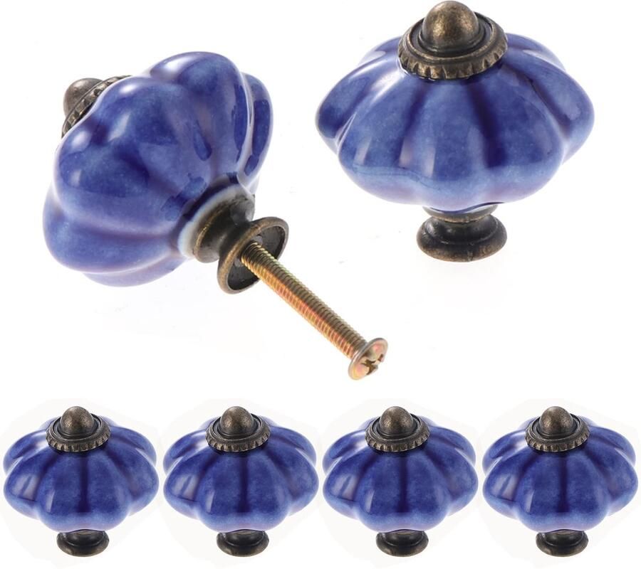 Ibenzoa Stijlvolle Set van 6 Keramische Pompoen Kastknoppen voor Meubelvernieuwing