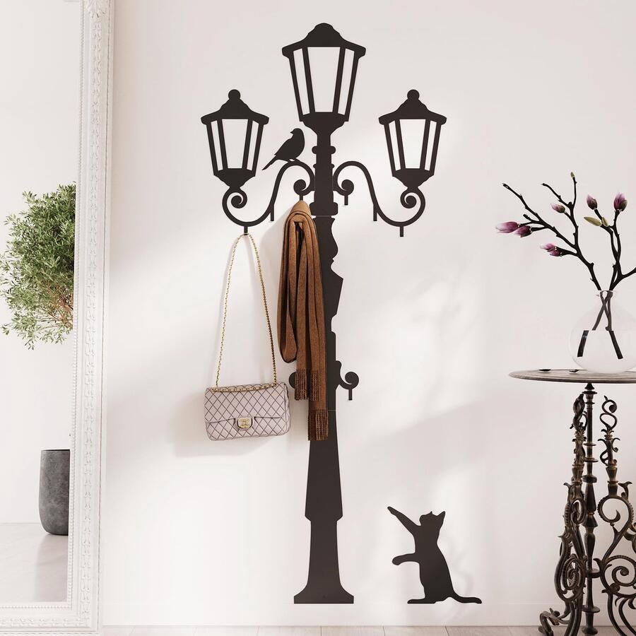 Ibenzoa Stijlvolle Slanke Wandgarderobe met Modern Schabby Design en Kledinghaken in Zwart