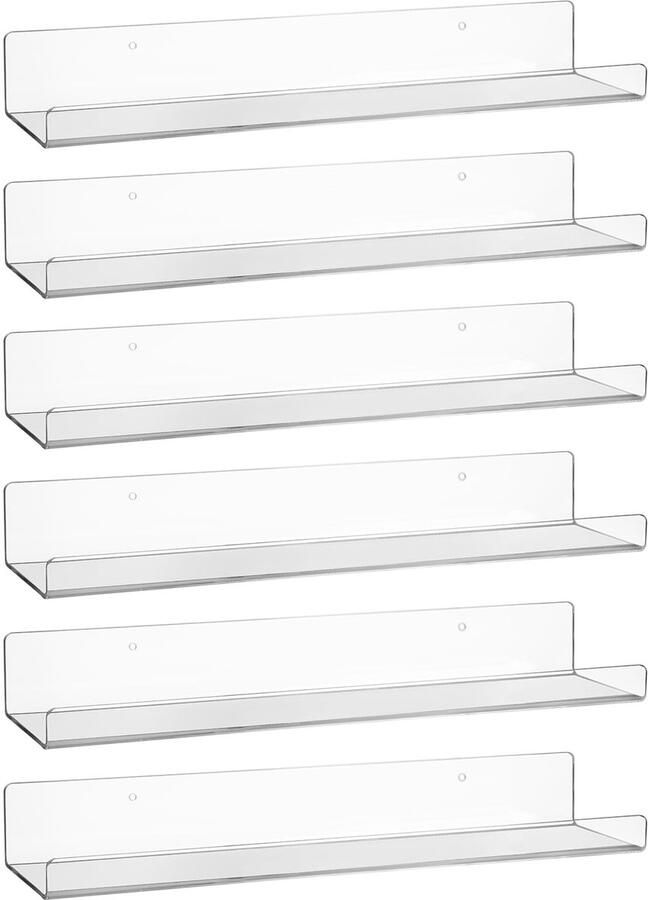 Ibenzoa Stijlvolle transparante wandplanken voor veelzijdige opslag in elke kamer set van 6 stuks