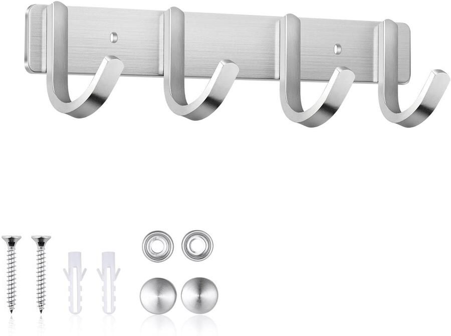 Ibenzoa Stijlvolle Wandgarderobe Met Vier Robuuste Roestvrijstalen Haken Voor Toepassingen