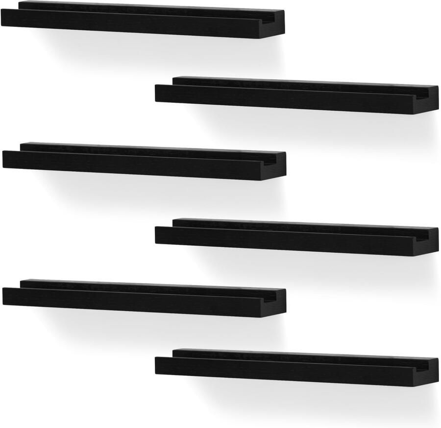 Ibenzoa Stijlvolle Wandhouder Set voor Vinylplaten en Meer Zwart Set van 6 Stuks