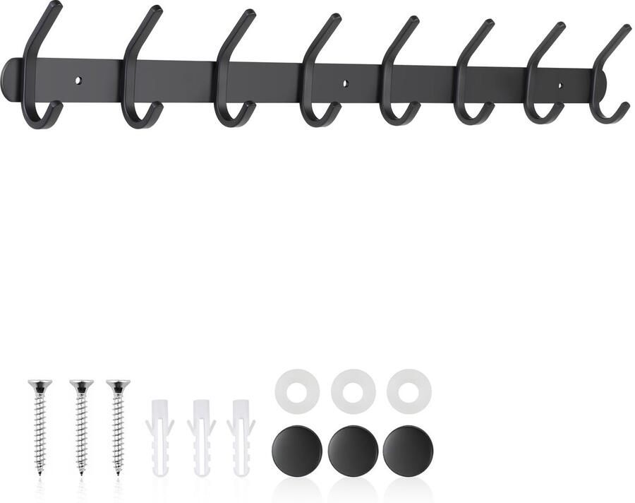 Ibenzoa Stijlvolle Wandkapstok Met 8 Haken Voor Jassen Hoeden En Meer Zwart