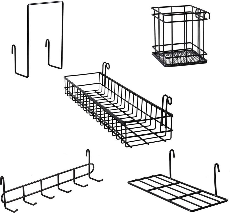 Ibenzoa Stijlvolle Wandoplossing: Set van 5 Multifunctionele Hangaccessoires voor Wandroosters